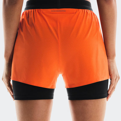 On 3" Performance 2/1 Shorts Flame | Black (Women'S)