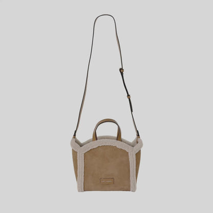 KarlLagerfeld Kcircle Small Shearling Tote Bag Caramel