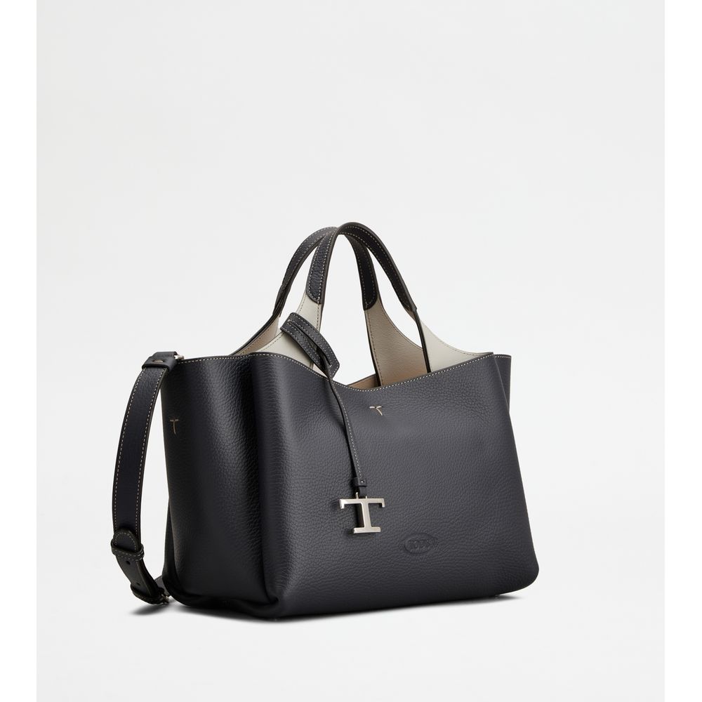 Tods Bag In Leather Mini Blue Grey