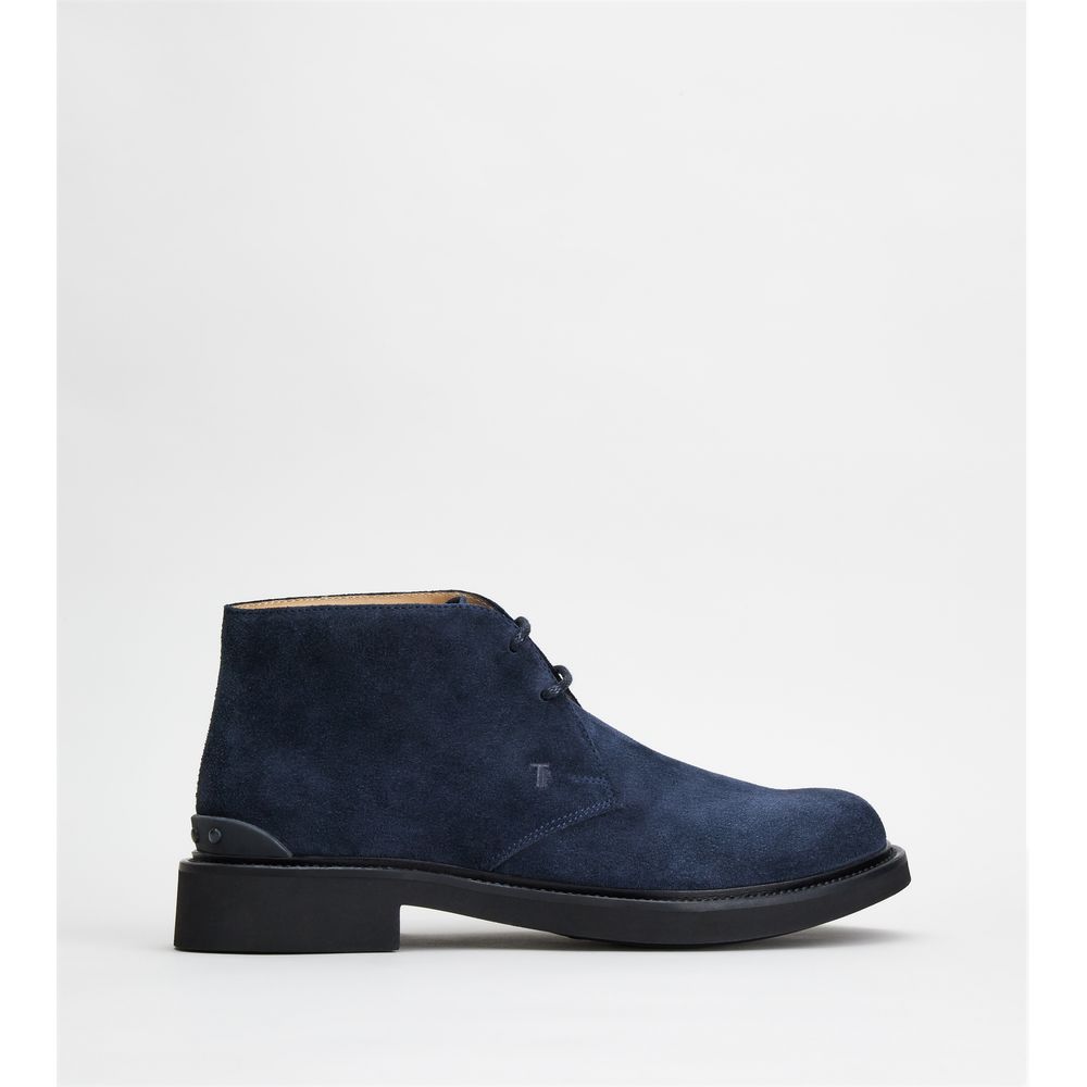 Tods Desert Boots In Suede Blue Mens