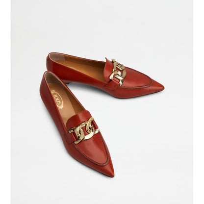 Tods Heeled Loafers In Leather Brown Womens