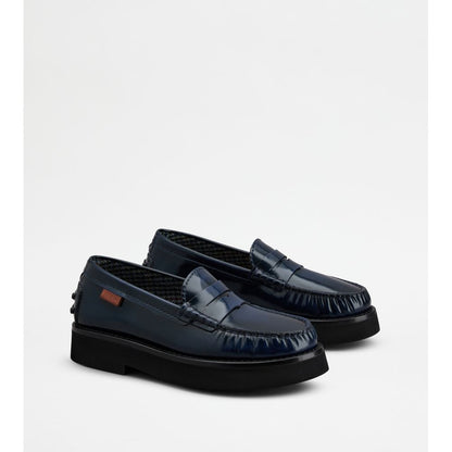 Tods Loafers In Leather Blue Womens