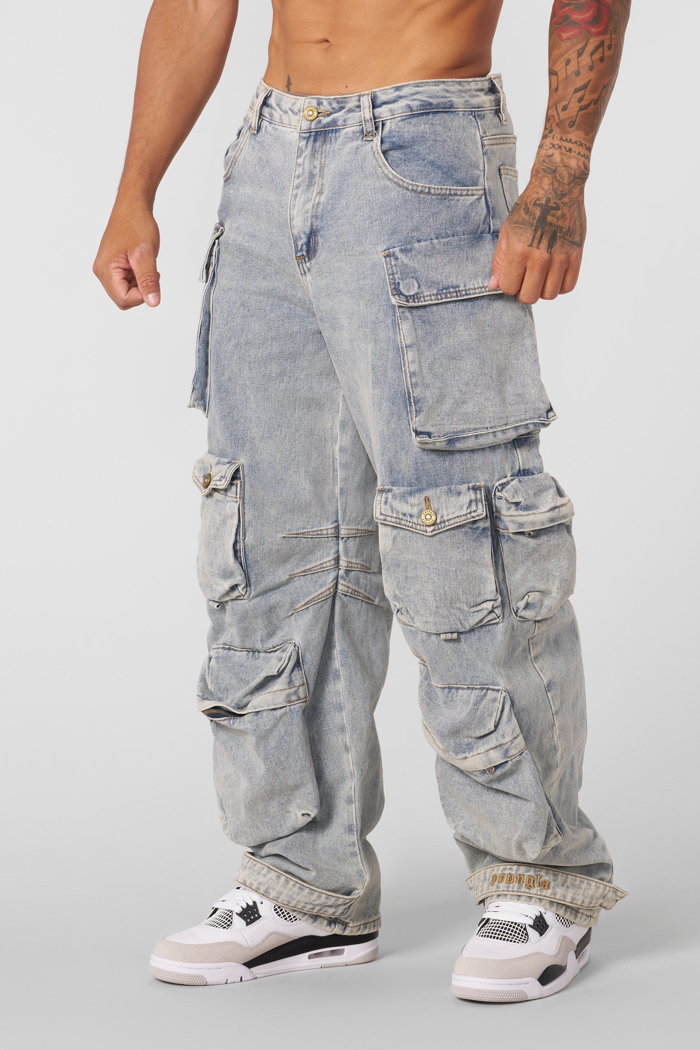 YoungLA 6002 - Hella Pocket Jeans Blue Wash