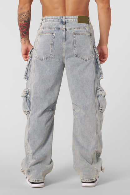 YoungLA 6002 - Hella Pocket Jeans Blue Wash