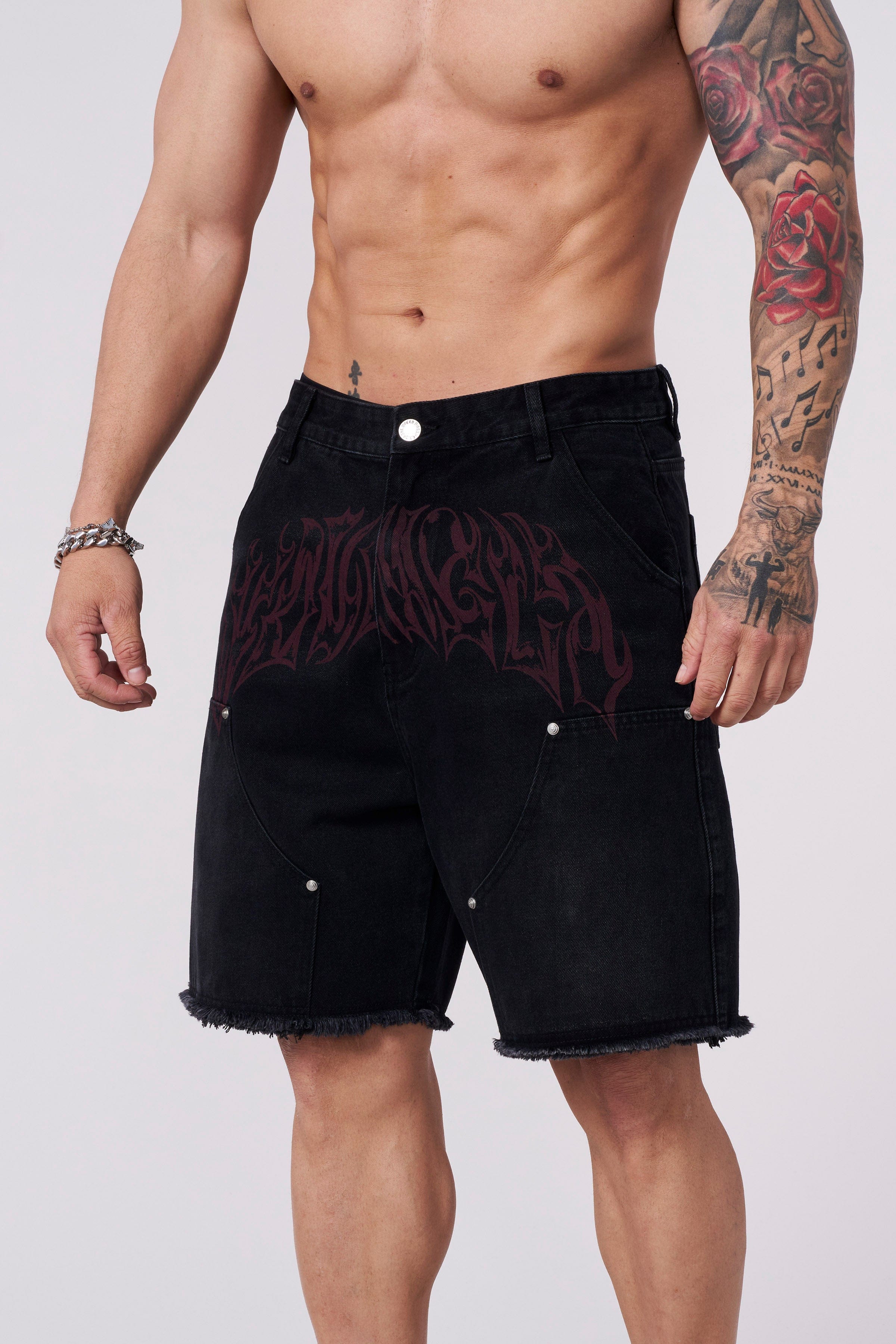 YoungLA 6007 - Gangsta Jorts Black Wash