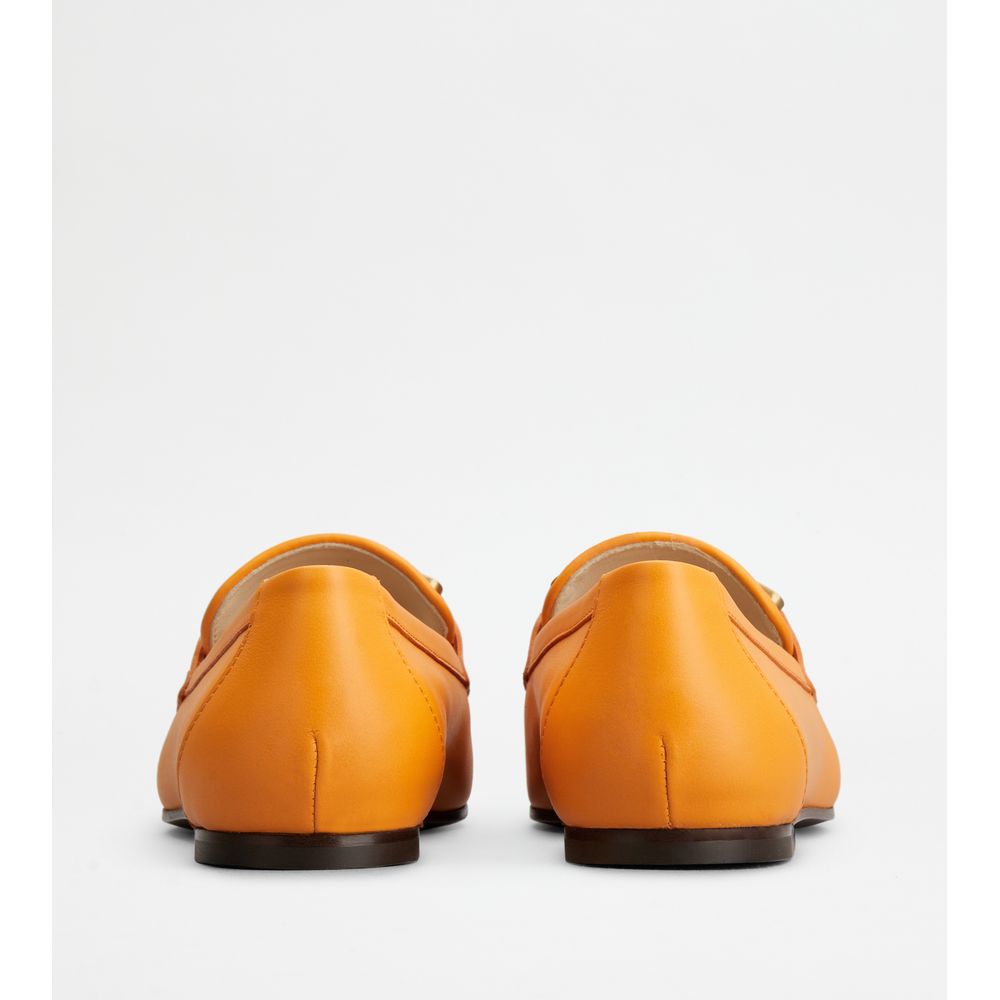 Tods Kate Loafers In Leather Orange Womens