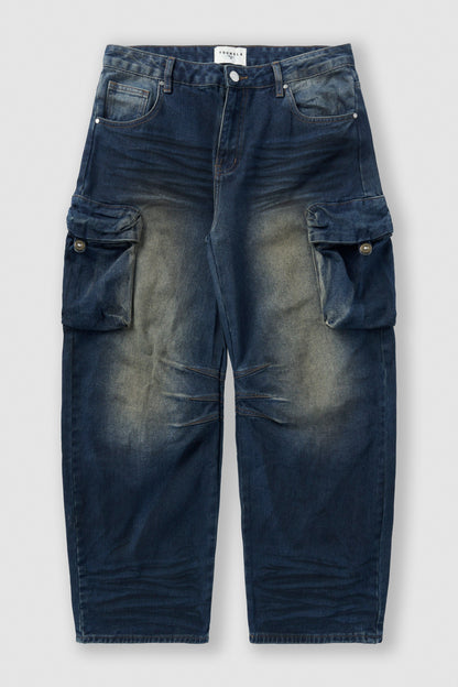 YoungLA 6012 - Baggy Cargo Jeans Navy Wash