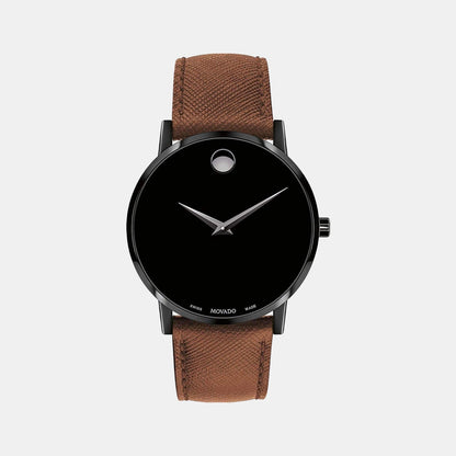 Movado Museum Classic Men Quartz Black Dial Analog Stainless Steel Watch 607198