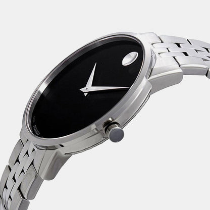 Movado Museum Classic Men Quartz Black Dial Analog Stainless Steel Watch 607199
