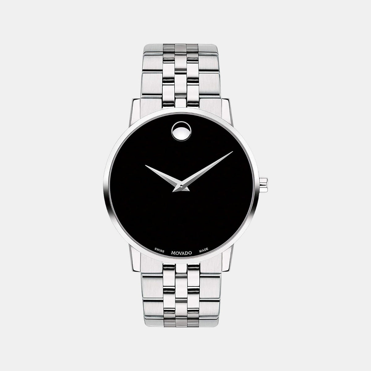Movado Museum Classic Men Quartz Black Dial Analog Stainless Steel Watch 607199
