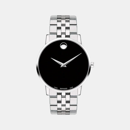 Movado Museum Classic Men Quartz Black Dial Analog Stainless Steel Watch 607199