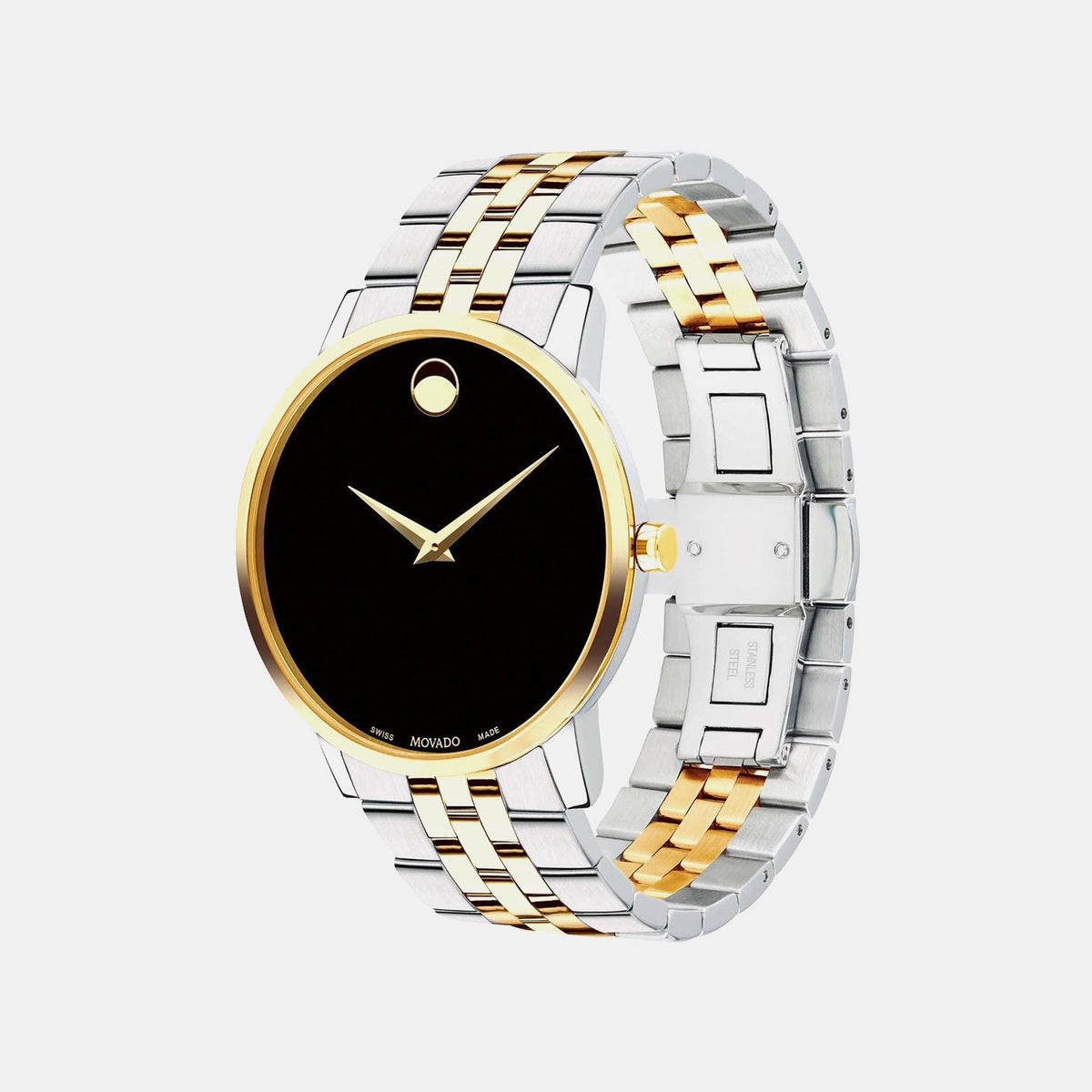 Movado Museum Classic Men Quartz Black Dial Analog Stainless Steel Watch 607200