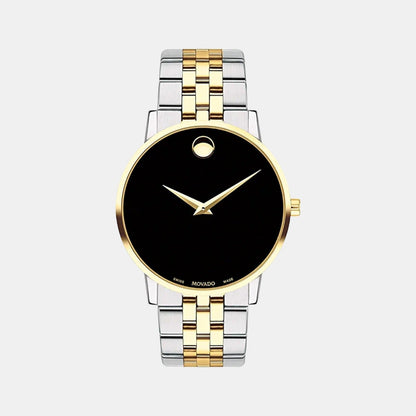 Movado Museum Classic Men Quartz Black Dial Analog Stainless Steel Watch 607200