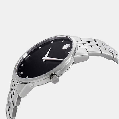 Movado Museum Classic Men Quartz Black Dial Analog Stainless Steel Watch 607201