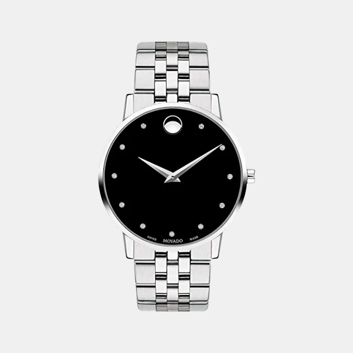 Movado Museum Classic Men Quartz Black Dial Analog Stainless Steel Watch 607201