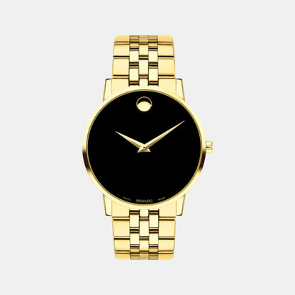Movado Museum Classic Men Quartz Black Dial Analog Stainless Steel Watch 607203