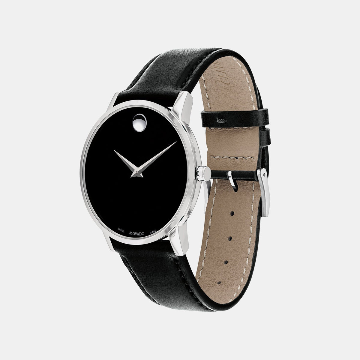 Movado Museum Classic Men Quartz Black Dial Analog Stainless Steel Watch 607269