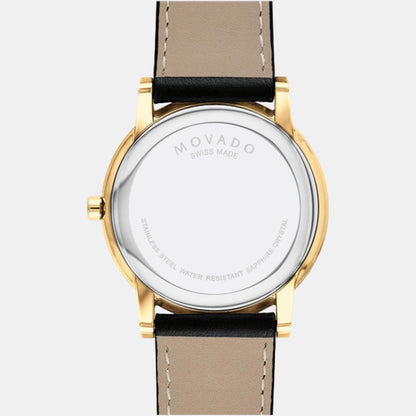 Movado Museum Classic Men Quartz Black Dial Analog Stainless Steel Watch 607271