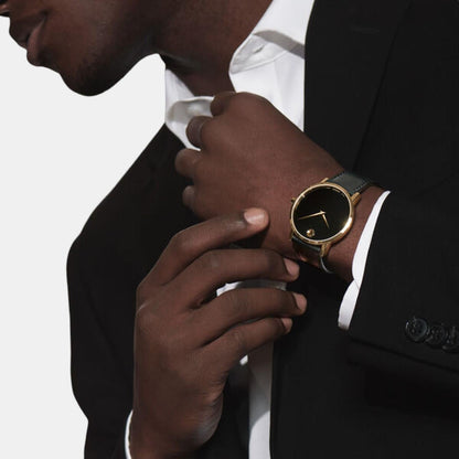 Movado Museum Classic Men Quartz Black Dial Analog Stainless Steel Watch 607271