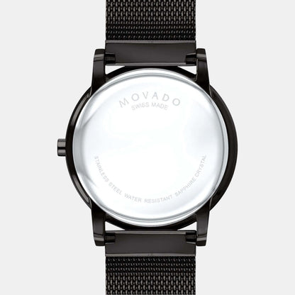 Movado Museum Classic Men Quartz Black Dial Analog Stainless Steel Watch 607395