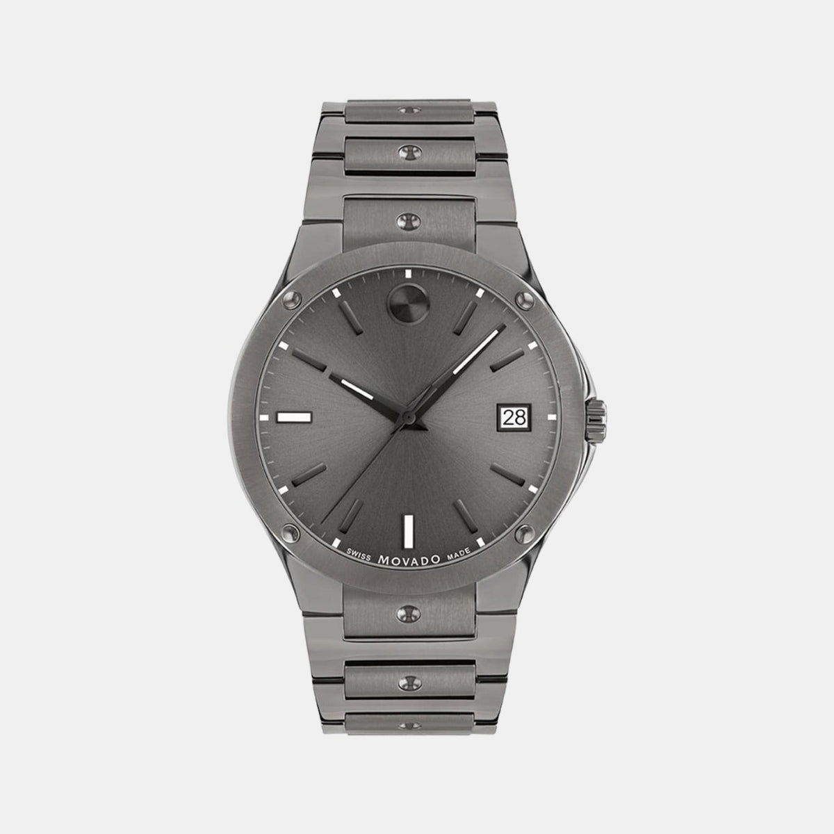 Movado Se Men Quartz Grey Dial Analog Stainless Steel Watch 607515