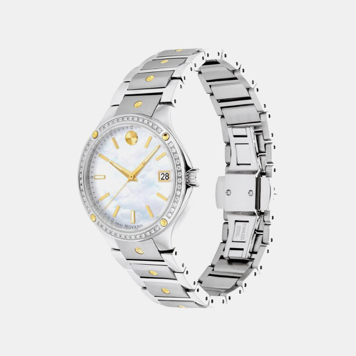 Movado Se Women Quartz Mother of Pearl Dial Analog Stainless Steel Watch 607517