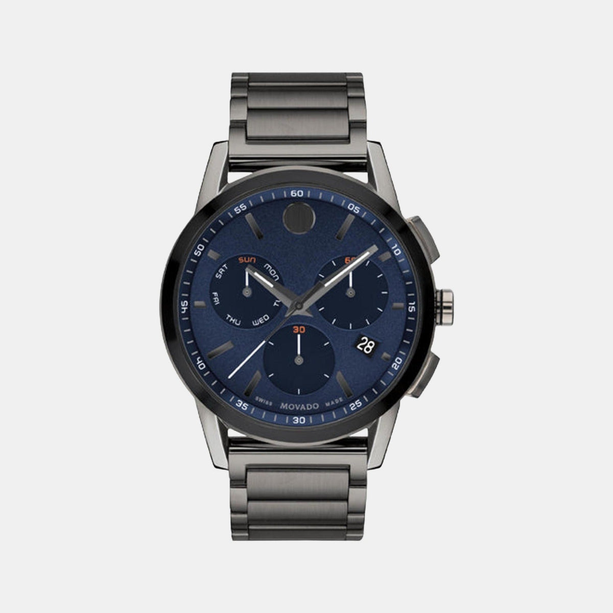 Movado Museum Sport Men Quartz Blue Dial Chronograph Stainless Steel Watch 607624
