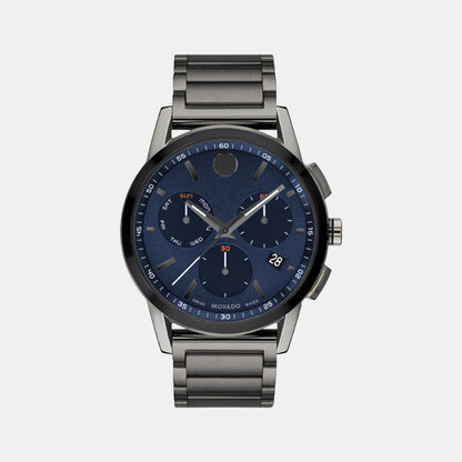 Movado Museum Sport Men Quartz Blue Dial Chronograph Stainless Steel Watch 607624