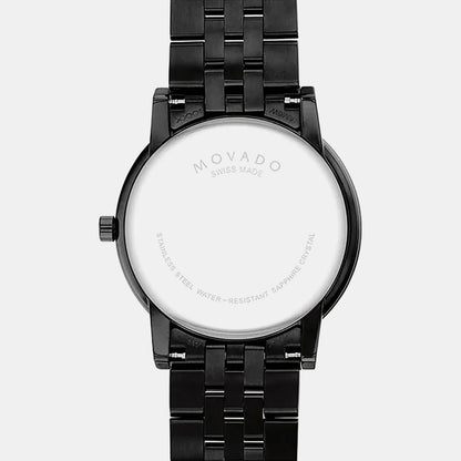Movado Museum Classic Men Quartz Black Dial Analog Stainless Steel Watch 607626