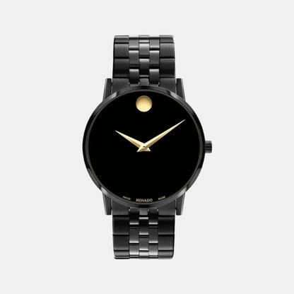 Movado Museum Classic Men Quartz Black Dial Analog Stainless Steel Watch 607626