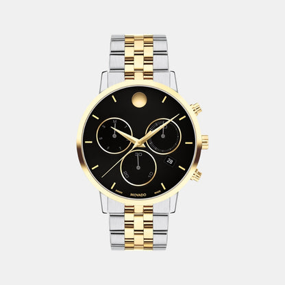 Movado Museum Classic Men Quartz Black Dial Chronograph Stainless Steel Watch 607777