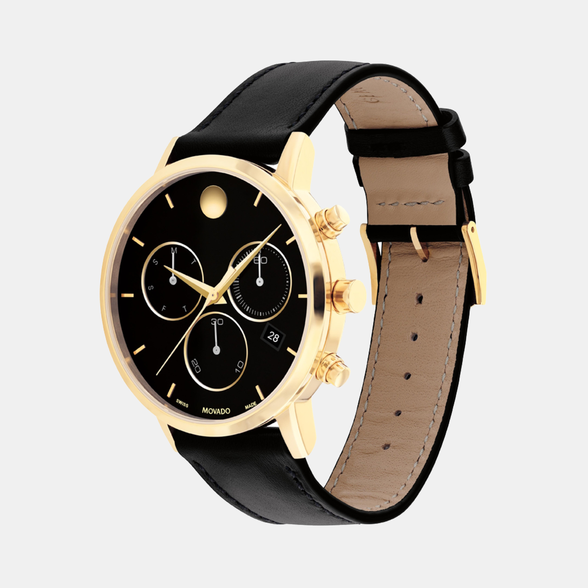 Movado Museum Classic Men Quartz Black Dial Chronograph Stainless Steel Watch 607779
