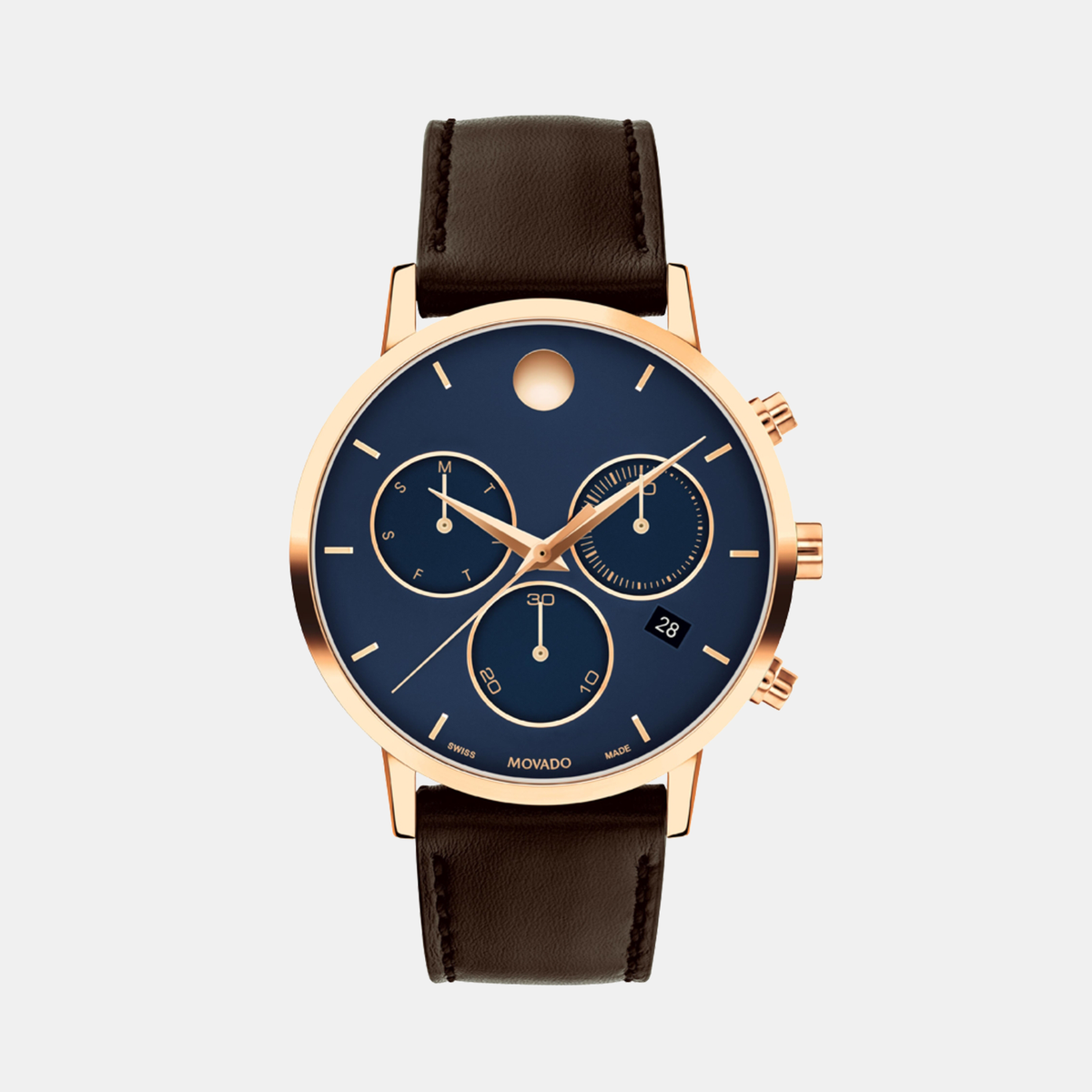 Movado Museum Classic Men Quartz Blue Dial Chronograph Stainless Steel Watch 607844