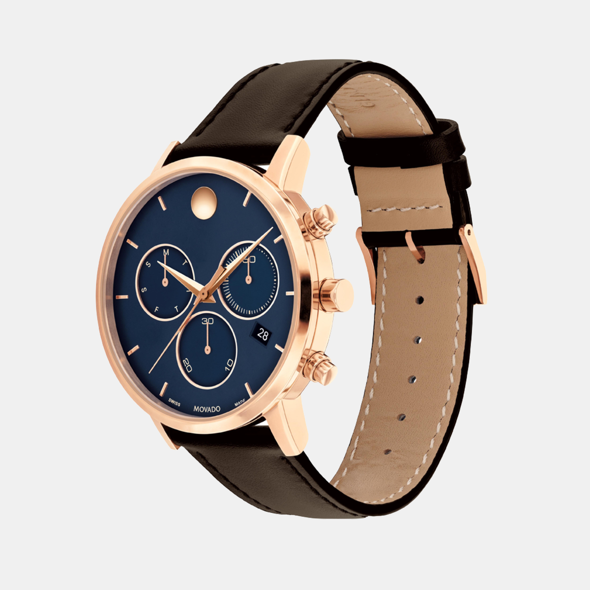 Movado Museum Classic Men Quartz Blue Dial Chronograph Stainless Steel Watch 607844