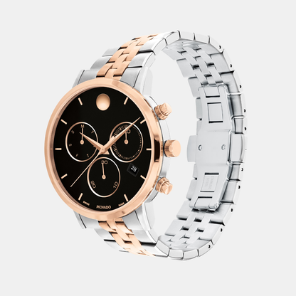 Movado Museum Classic Men Quartz Black Dial Chronograph Stainless Steel Watch 607845