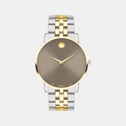 Movado Museum Classic Men Quartz Brown Dial Analog Stainless Steel Watch 607850