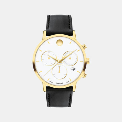 Movado Museum Classic Men Quartz White Dial Chronograph Stainless Steel Watch 607888