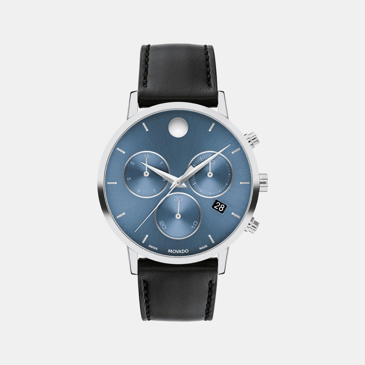 Movado Museum Classic Men Quartz Blue Dial Chronograph Stainless Steel Watch 607889