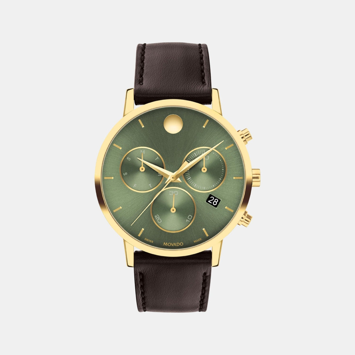 Movado Museum Classic Men Quartz Green Dial Chronograph Stainless Steel Watch 607890