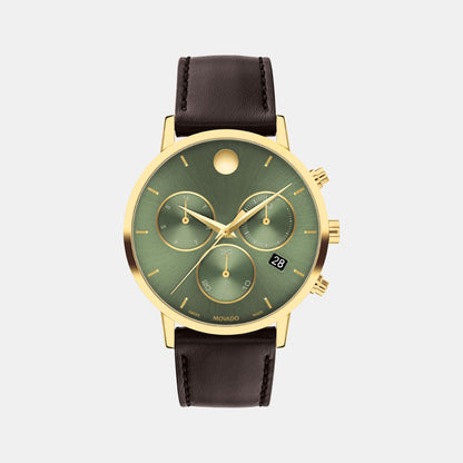 Movado Museum Classic Men Quartz Green Dial Chronograph Stainless Steel Watch 607890