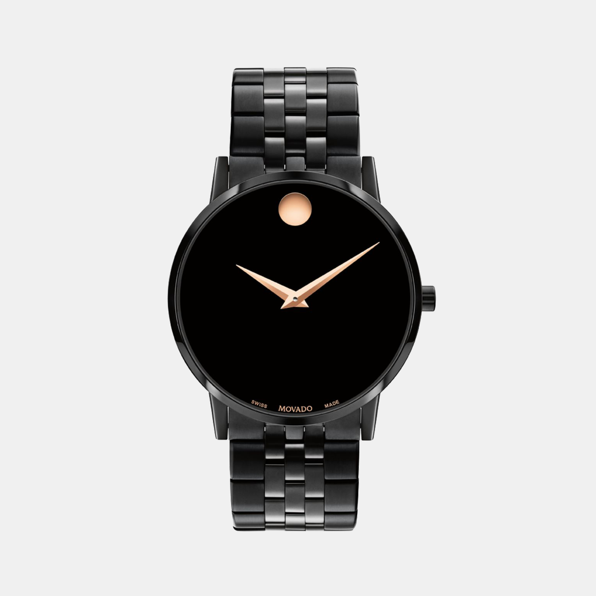 Movado Museum Classic Men Quartz Black Dial Analog Stainless Steel Watch 607963