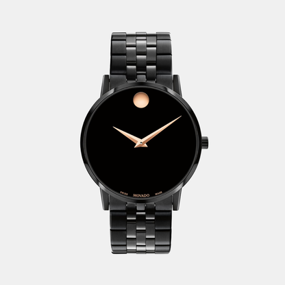 Movado Museum Classic Men Quartz Black Dial Analog Stainless Steel Watch 607963