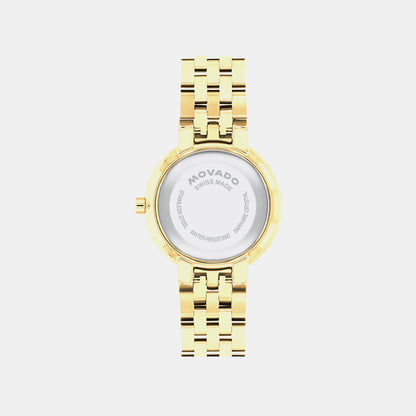 Movado Museum Classic Women Quartz Yellow Dial Analog Stainless Steel Watch 608009