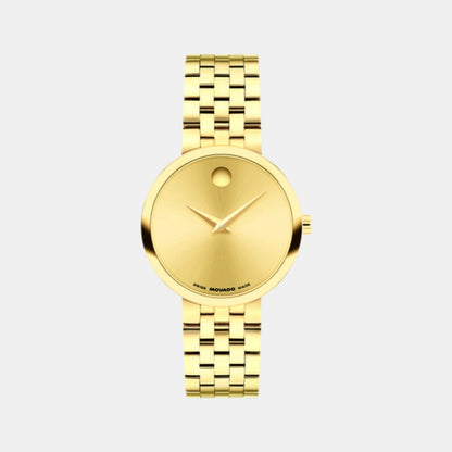 Movado Museum Classic Women Quartz Yellow Dial Analog Stainless Steel Watch 608009