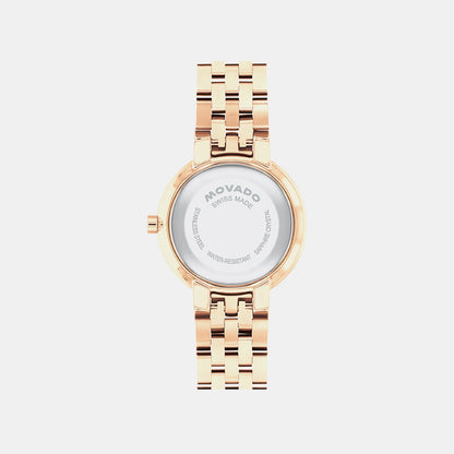Movado Museum Classic Women Quartz Rose Gold Dial Analog Stainless Steel Watch 608014