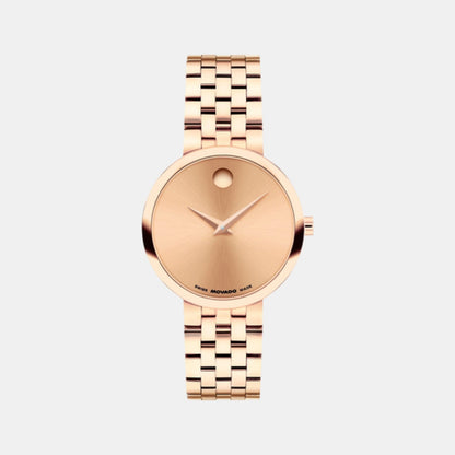 Movado Museum Classic Women Quartz Rose Gold Dial Analog Stainless Steel Watch 608014