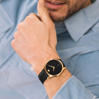 Movado Museum Classic Men Automatic Black Dial Analog Stainless Steel Watch 608025
