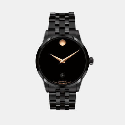 Movado Museum Classic Men Automatic Black Dial Analog Stainless Steel Watch 608034