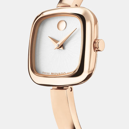 Movado Museum Bangle Women Quartz Silver Dial Analog Stainless Steel Watch 608059