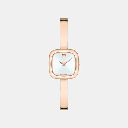Movado Museum Bangle Women Quartz Silver Dial Analog Stainless Steel Watch 608059